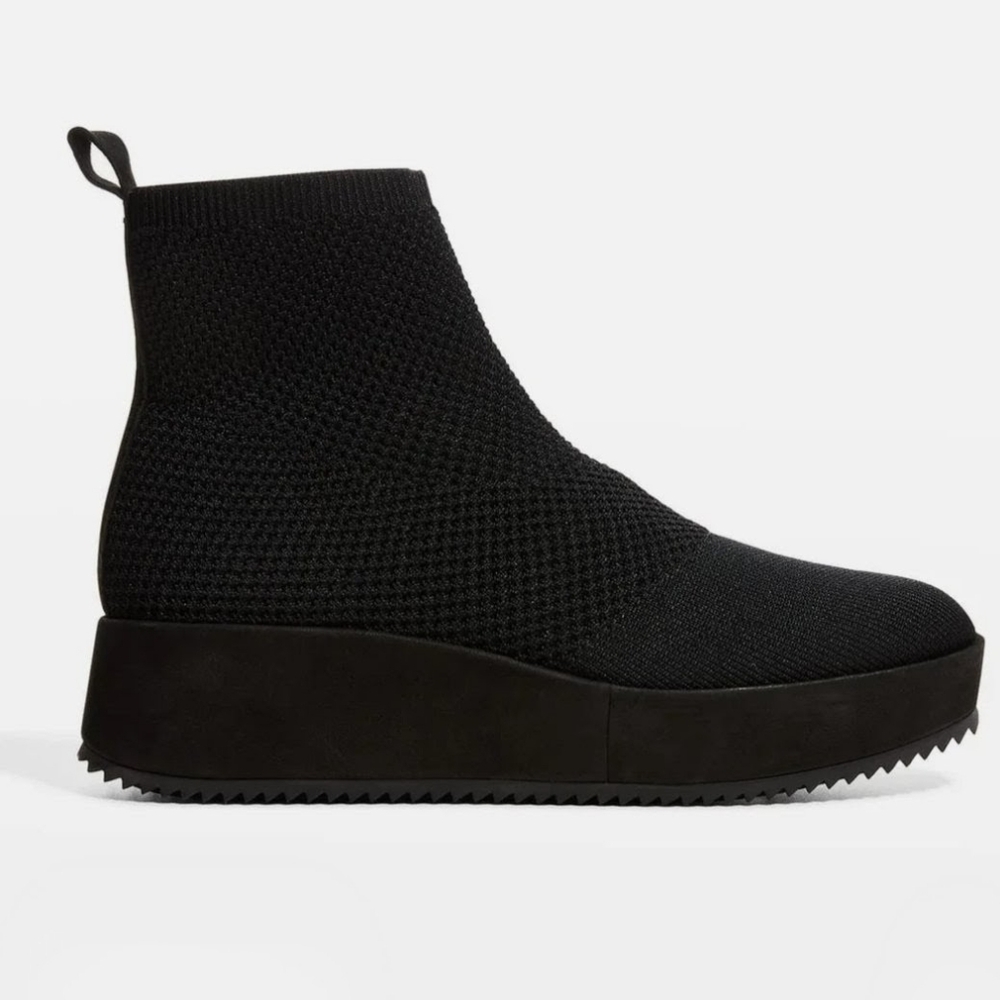 Eileen Fisher Women's Mars Knit Black Wedge Heel Booties New Size 7.5